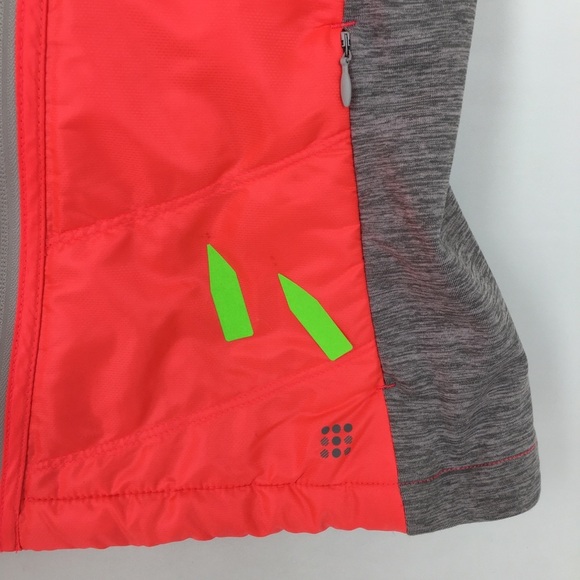 Title Nine Women’s Quilted Vest Hooded Neon Pink Gray Size Small Athletic - Picture 6 of 14